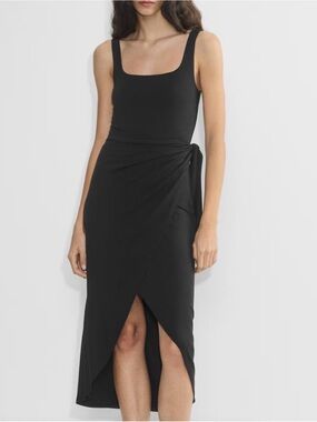 Wilfred Black Saturn Wrap Midi Dress sz Medium